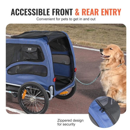 VEVOR Dog Trailer 45 kg Bicycle Trailer Carbon Steel + 600D Oxford Fabric + PP Foldable 1440 x 725 x 845 mm as Trailer Folded Size 810 x 570 x 195 mm Dog Buggy Jogger Trailer Blue VEVOR Dog Trailer 45 kg Bicycle Trailer Carbon Steel + 600D Oxford Fabric + PP Foldable 1440 x 725 x 845 mm as Trailer Folded Size 810 x 570 x 195 mm Dog Buggy Jogger Trailer Blue