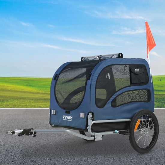 VEVOR Dog Trailer 45 kg Bicycle Trailer Carbon Steel + 600D Oxford Fabric + PP Foldable 1440 x 725 x 845 mm as Trailer Folded Size 810 x 570 x 195 mm Dog Buggy Jogger Trailer Blue VEVOR Dog Trailer 45 kg Bicycle Trailer Carbon Steel + 600D Oxford Fabric + PP Foldable 1440 x 725 x 845 mm as Trailer Folded Size 810 x 570 x 195 mm Dog Buggy Jogger Trailer Blue