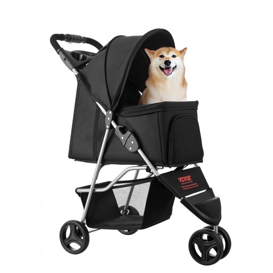 VEVOR Dog Trolley, Load Capacity 16 kg, Foldable Pet Stroller, Cat Pram with 3 Wheels, Mesh Windows & Cup Holders, Dog Stroller with Brake, for Small to Medium Pets VEVOR Dog Trolley, Load Capacity 16 kg, Foldable Pet Stroller, Cat Pram with 3 Wheels, Mesh Windows & Cup Holders, Dog Stroller with Brake, for Small to Medium Pets