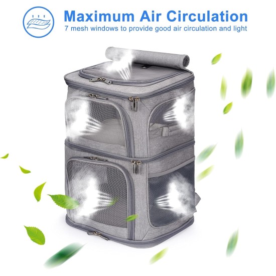 VOISTINO 2 in 1 Double Pet Backpack for Small Cats and Dogs, Portable Pet Travel Bag, Super Ventilated Design, Ideal for Travel/Hiking/Camping, Medium VOISTINO 2 in 1 Double Pet Backpack for Small Cats and Dogs, Portable Pet Travel Bag, Super Ventilated Design, Ideal for Travel/Hiking/Camping, Medium