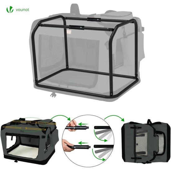 VOUNOT Hundebox faltbar, Transportbox Katze Hunde, Hundetasche, Oxford-Gewebe, Netzstoff, Atmungsaktiv, Transportabel, Metallrahmen, mit Griffen, Taschen, 50x35x36cm S, Beige VOUNOT Hundebox faltbar, Transportbox Katze Hunde, Hundetasche, Oxford-Gewebe, Netzstoff, Atmungsaktiv, Transportabel, Metallrahmen, mit Griffen, Taschen, 50x35x36cm S, Beige