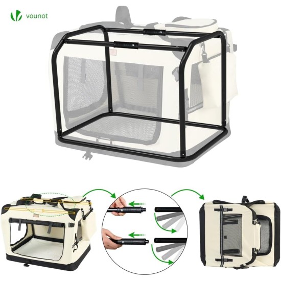VOUNOT Hundebox faltbar, Transportbox Katze Hunde, Hundetasche, Oxford-Gewebe, Netzstoff, Atmungsaktiv, Transportabel, Metallrahmen, mit Griffen, Taschen, 82x60x60cm XL, Grau VOUNOT Hundebox faltbar, Transportbox Katze Hunde, Hundetasche, Oxford-Gewebe, Netzstoff, Atmungsaktiv, Transportabel, Metallrahmen, mit Griffen, Taschen, 82x60x60cm XL, Grau