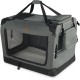 VOUNOT Hundebox faltbar, Transportbox Katze Hunde, Hundetasche, Oxford-Gewebe, Netzstoff, Atmungsaktiv, Transportabel, Metallrahmen, mit Griffen, Taschen, 82x60x60cm XL, Grau VOUNOT Hundebox faltbar, Transportbox Katze Hunde, Hundetasche, Oxford-Gewebe, Netzstoff, Atmungsaktiv, Transportabel, Metallrahmen, mit Griffen, Taschen, 82x60x60cm XL, Grau