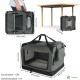 VOUNOT Hundebox faltbar, Transportbox Katze Hunde, Hundetasche, Oxford-Gewebe, Netzstoff, Atmungsaktiv, Transportabel, Metallrahmen, mit Griffen, Taschen, 82x60x60cm XL, Grau VOUNOT Hundebox faltbar, Transportbox Katze Hunde, Hundetasche, Oxford-Gewebe, Netzstoff, Atmungsaktiv, Transportabel, Metallrahmen, mit Griffen, Taschen, 82x60x60cm XL, Grau