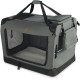 VOUNOT Hundebox faltbar, Transportbox Katze Hunde, Hundetasche, Oxford-Gewebe, Netzstoff, Atmungsaktiv, Transportabel, Metallrahmen, mit Griffen, Taschen, 82x60x60cm XL, Grau VOUNOT Hundebox faltbar, Transportbox Katze Hunde, Hundetasche, Oxford-Gewebe, Netzstoff, Atmungsaktiv, Transportabel, Metallrahmen, mit Griffen, Taschen, 82x60x60cm XL, Grau