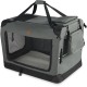VOUNOT Hundebox faltbar, Transportbox Katze Hunde, Hundetasche, Oxford-Gewebe, Netzstoff, Atmungsaktiv, Transportabel, Metallrahmen, mit Griffen, Taschen, 82x60x60cm XL, Grau VOUNOT Hundebox faltbar, Transportbox Katze Hunde, Hundetasche, Oxford-Gewebe, Netzstoff, Atmungsaktiv, Transportabel, Metallrahmen, mit Griffen, Taschen, 82x60x60cm XL, Grau