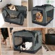 VOUNOT Hundebox faltbar, Transportbox Katze Hunde, Hundetasche, Oxford-Gewebe, Netzstoff, Atmungsaktiv, Transportabel, Metallrahmen, mit Griffen, Taschen, 82x60x60cm XL, Grau VOUNOT Hundebox faltbar, Transportbox Katze Hunde, Hundetasche, Oxford-Gewebe, Netzstoff, Atmungsaktiv, Transportabel, Metallrahmen, mit Griffen, Taschen, 82x60x60cm XL, Grau