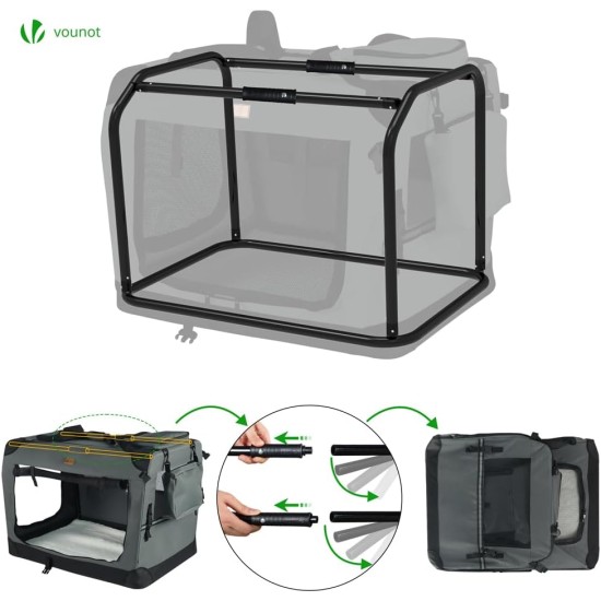 VOUNOT Hundebox faltbar, Transportbox Katze Hunde, Hundetasche, Oxford-Gewebe, Netzstoff, Atmungsaktiv, Transportabel, Metallrahmen, mit Griffen, Taschen, 82x60x60cm XL, Grau VOUNOT Hundebox faltbar, Transportbox Katze Hunde, Hundetasche, Oxford-Gewebe, Netzstoff, Atmungsaktiv, Transportabel, Metallrahmen, mit Griffen, Taschen, 82x60x60cm XL, Grau