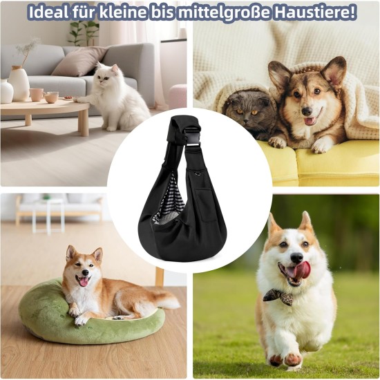 Valleycomfy Sling Dog Pet Dog Carrier Bag with Adjustable Dog Cat Dog Bag for Walking Outdoor Activities and Excursions, Load Capacity up to 7 kg (Black) Valleycomfy Sling Dog Pet Dog Carrier Bag with Adjustable Dog Cat Dog Bag for Walking Outdoor Activities and Excursions, Load Capacity up to 7 kg (Black)