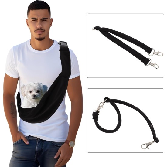 Verstellbare Haustier-Tragetasche, Brustbeutel für Katzen und kleine Hunde, Schwarz Verstellbare Haustier-Tragetasche, Brustbeutel für Katzen und kleine Hunde, Schwarz