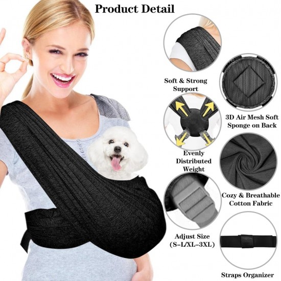 WAVATA Dog Carrier Bag, Adjustable Sling for Small Dogs, Dog Carrier Bag up to 9 kg, for Dogs and Cats, Walking Outdoor Activities (Black) WAVATA Dog Carrier Bag, Adjustable Sling for Small Dogs, Dog Carrier Bag up to 9 kg, for Dogs and Cats, Walking Outdoor Activities (Black)