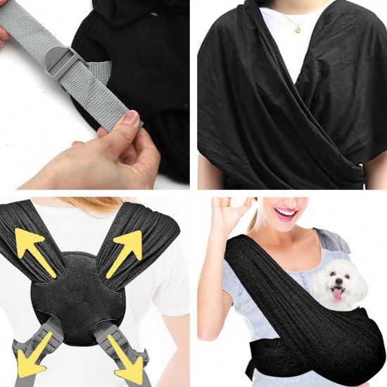 WAVATA Dog Carrier Bag, Adjustable Sling for Small Dogs, Dog Carrier Bag up to 9 kg, for Dogs and Cats, Walking Outdoor Activities (Black) WAVATA Dog Carrier Bag, Adjustable Sling for Small Dogs, Dog Carrier Bag up to 9 kg, for Dogs and Cats, Walking Outdoor Activities (Black)