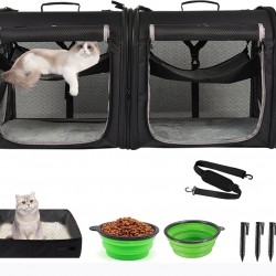 Wakytu 2-in-1 Foldable Cat Transport Box Cat Car Transport for Two Cats Small Dog Double Pet Carrier High Quality Fabric Good Stability Dog Car Seat Travel Outdoor Camping Wakytu 2-in-1 Foldable Cat Transport Box Cat Car Transport for Two Cats Small Dog Double Pet Carrier High Quality Fabric Good Stability Dog Car Seat Travel Outdoor Camping