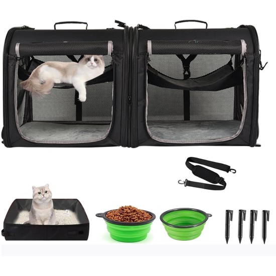 Wakytu 2-in-1 Foldable Cat Transport Box Cat Car Transport for Two Cats Small Dog Double Pet Carrier High Quality Fabric Good Stability Dog Car Seat Travel Outdoor Camping Wakytu 2-in-1 Foldable Cat Transport Box Cat Car Transport for Two Cats Small Dog Double Pet Carrier High Quality Fabric Good Stability Dog Car Seat Travel Outdoor Camping