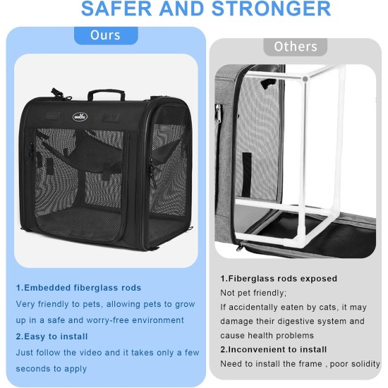 Wakytu 2-in-1 Foldable Cat Transport Box Cat Car Transport for Two Cats Small Dog Double Pet Carrier High Quality Fabric Good Stability Dog Car Seat Travel Outdoor Camping Wakytu 2-in-1 Foldable Cat Transport Box Cat Car Transport for Two Cats Small Dog Double Pet Carrier High Quality Fabric Good Stability Dog Car Seat Travel Outdoor Camping