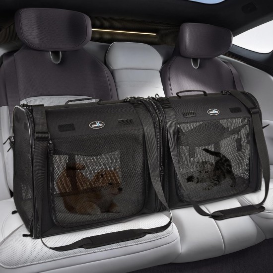 Wakytu 2-in-1 Foldable Cat Transport Box Cat Car Transport for Two Cats Small Dog Double Pet Carrier High Quality Fabric Good Stability Dog Car Seat Travel Outdoor Camping Wakytu 2-in-1 Foldable Cat Transport Box Cat Car Transport for Two Cats Small Dog Double Pet Carrier High Quality Fabric Good Stability Dog Car Seat Travel Outdoor Camping