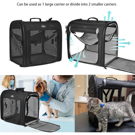 Wakytu 2-in-1 Foldable Cat Transport Box Cat Car Transport for Two Cats Small Dog Double Pet Carrier High Quality Fabric Good Stability Dog Car Seat Travel Outdoor Camping Wakytu 2-in-1 Foldable Cat Transport Box Cat Car Transport for Two Cats Small Dog Double Pet Carrier High Quality Fabric Good Stability Dog Car Seat Travel Outdoor Camping