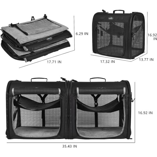 Wakytu 2-in-1 Foldable Cat Transport Box Cat Car Transport for Two Cats Small Dog Double Pet Carrier High Quality Fabric Good Stability Dog Car Seat Travel Outdoor Camping Wakytu 2-in-1 Foldable Cat Transport Box Cat Car Transport for Two Cats Small Dog Double Pet Carrier High Quality Fabric Good Stability Dog Car Seat Travel Outdoor Camping
