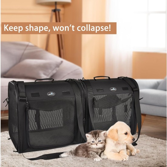 Wakytu 2-in-1 Foldable Cat Transport Box Cat Car Transport for Two Cats Small Dog Double Pet Carrier High Quality Fabric Good Stability Dog Car Seat Travel Outdoor Camping Wakytu 2-in-1 Foldable Cat Transport Box Cat Car Transport for Two Cats Small Dog Double Pet Carrier High Quality Fabric Good Stability Dog Car Seat Travel Outdoor Camping