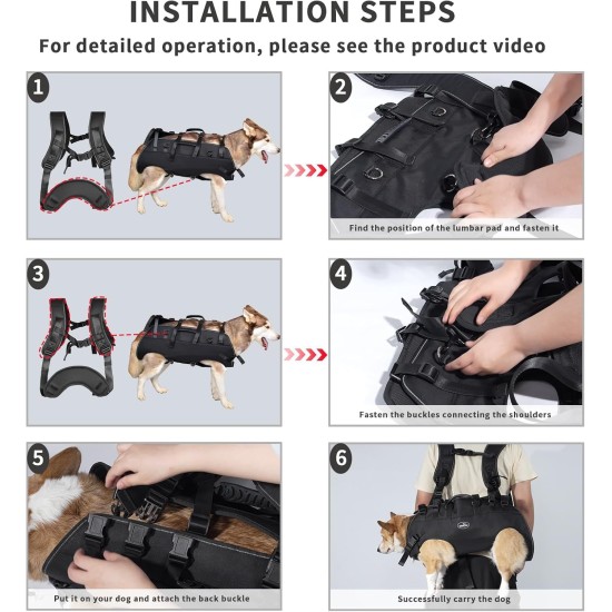 Wakytu Dog Lifting Harness for Large Dogs, Emergency Backpack, Dog Carry Bag for Disabled, Joint Injuries, Older Dogs Up and Down Stairs, Cars Dog Sling (66-88 lbs) Wakytu Dog Lifting Harness for Large Dogs, Emergency Backpack, Dog Carry Bag for Disabled, Joint Injuries, Older Dogs Up and Down Stairs, Cars Dog Sling (66-88 lbs)