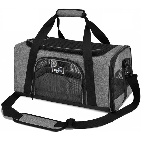 Wakytu Pet Carrier for Cats and Dogs, Transport Bag for Pets, Foldable Dog Transport Case, Cat Transport Case, Dog Carrier for Cars, Breathable Dog Bag (S, Grey) Wakytu Pet Carrier for Cats and Dogs, Transport Bag for Pets, Foldable Dog Transport Case, Cat Transport Case, Dog Carrier for Cars, Breathable Dog Bag (S, Grey)