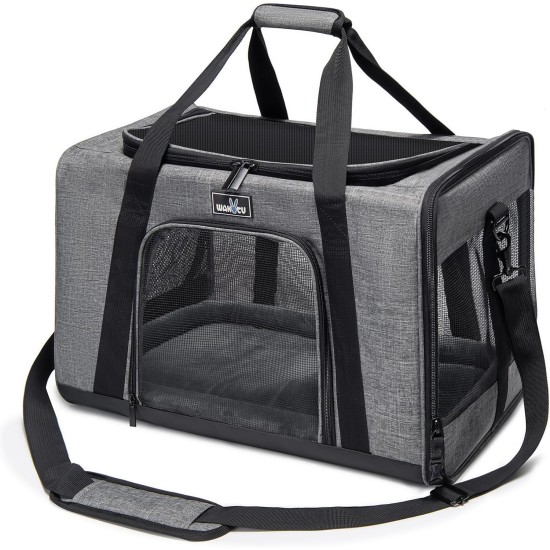 Wakytu Pet Carrier for Cats and Dogs, Transport Bag for Pets, Foldable Dog Transport Case, Cat Transport Case, Dog Carrier for Cars, Breathable Dog Bag (S, Grey) Wakytu Pet Carrier for Cats and Dogs, Transport Bag for Pets, Foldable Dog Transport Case, Cat Transport Case, Dog Carrier for Cars, Breathable Dog Bag (S, Grey)