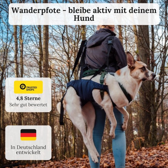 Wanderpfote Carrying Aid for Dogs - Emergency Backpack for Hiking or Carry Bag Dog in Everyday Life by Stairs - Small, Lightweight, Robust, High Quality - Sling Dog, Dog Bag (M) Wanderpfote Carrying Aid for Dogs - Emergency Backpack for Hiking or Carry Bag Dog in Everyday Life by Stairs - Small, Lightweight, Robust, High Quality - Sling Dog, Dog Bag (M)