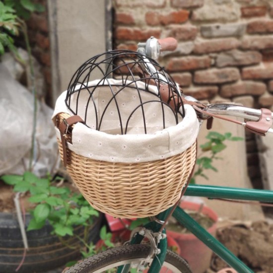 Wicker Pet Carrier Bicycle Basket, Wicker Bike Basket for Small Dogs Cats Pet Carrier Bicycle Front Basket with Wire Mesh Cover Wicker Pet Carrier Bicycle Basket, Wicker Bike Basket for Small Dogs Cats Pet Carrier Bicycle Front Basket with Wire Mesh Cover