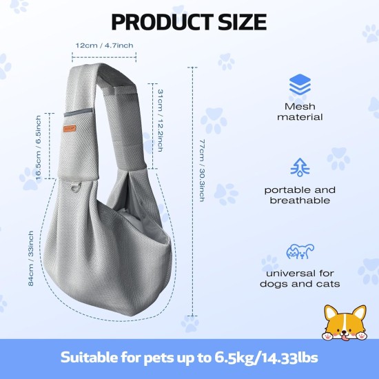 YAOZUP Dog Carrier Bag for Small Dogs, Breathable Pet Bag up to 6.5 kg, Hands-Free Dog Bag with Side Storage Bag, Safety Hooks, for Walks, Travel, Shopping YAOZUP Dog Carrier Bag for Small Dogs, Breathable Pet Bag up to 6.5 kg, Hands-Free Dog Bag with Side Storage Bag, Safety Hooks, for Walks, Travel, Shopping