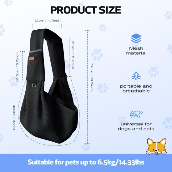 YAOZUP Dog Carrier Bag for Small Dogs, Breathable Pet Bag up to 6.5 kg, Hands-Free Dog Bag with Side Storage Bag, Safety Hooks, for Walks, Travel, Shopping YAOZUP Dog Carrier Bag for Small Dogs, Breathable Pet Bag up to 6.5 kg, Hands-Free Dog Bag with Side Storage Bag, Safety Hooks, for Walks, Travel, Shopping