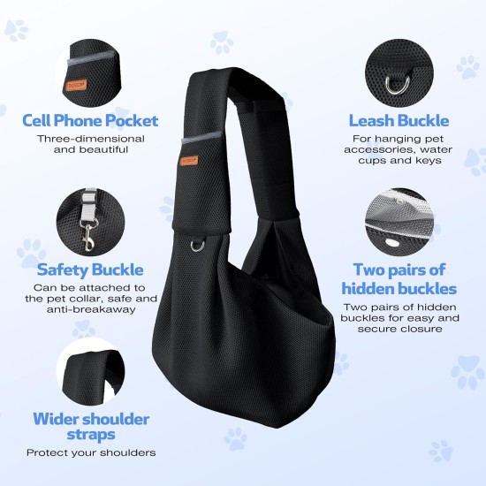 YAOZUP Dog Carrier Bag for Small Dogs, Breathable Pet Bag up to 6.5 kg, Hands-Free Dog Bag with Side Storage Bag, Safety Hooks, for Walks, Travel, Shopping YAOZUP Dog Carrier Bag for Small Dogs, Breathable Pet Bag up to 6.5 kg, Hands-Free Dog Bag with Side Storage Bag, Safety Hooks, for Walks, Travel, Shopping