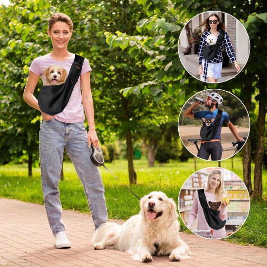 YAOZUP Dog Carrier Bag for Small Dogs, Breathable Pet Bag up to 6.5 kg, Hands-Free Dog Bag with Side Storage Bag, Safety Hooks, for Walks, Travel, Shopping YAOZUP Dog Carrier Bag for Small Dogs, Breathable Pet Bag up to 6.5 kg, Hands-Free Dog Bag with Side Storage Bag, Safety Hooks, for Walks, Travel, Shopping