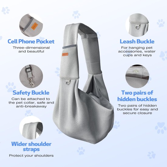 YAOZUP Dog Carrier Bag for Small Dogs, Breathable Pet Bag up to 6.5 kg, Hands-Free Dog Bag with Side Storage Bag, Safety Hooks, for Walks, Travel, Shopping YAOZUP Dog Carrier Bag for Small Dogs, Breathable Pet Bag up to 6.5 kg, Hands-Free Dog Bag with Side Storage Bag, Safety Hooks, for Walks, Travel, Shopping