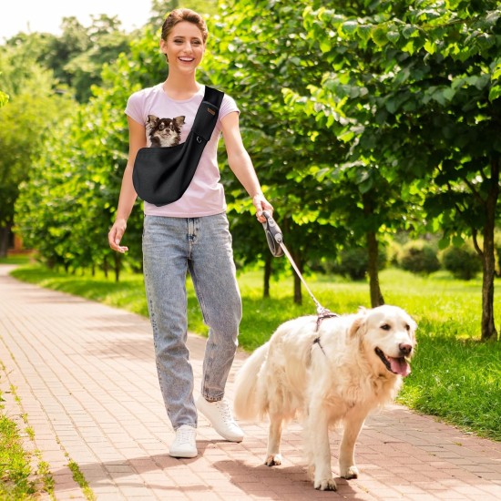 YAOZUP Dog Carrier Bag for Small Dogs, Breathable Pet Bag up to 6.5 kg, Hands-Free Dog Bag with Side Storage Bag, Safety Hooks, for Walks, Travel, Shopping YAOZUP Dog Carrier Bag for Small Dogs, Breathable Pet Bag up to 6.5 kg, Hands-Free Dog Bag with Side Storage Bag, Safety Hooks, for Walks, Travel, Shopping