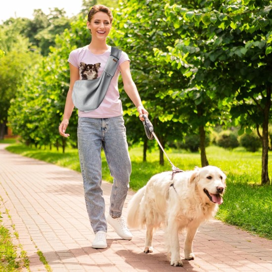 YAOZUP Dog Carrier Bag for Small Dogs, Breathable Pet Bag up to 6.5 kg, Hands-Free Dog Bag with Side Storage Bag, Safety Hooks, for Walks, Travel, Shopping YAOZUP Dog Carrier Bag for Small Dogs, Breathable Pet Bag up to 6.5 kg, Hands-Free Dog Bag with Side Storage Bag, Safety Hooks, for Walks, Travel, Shopping