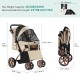 YITAHOME Dog Buggy Foldable for Dogs and Cats, Pet Buggy up to 22 kg with Reversible Handle, Mesh Windows, Drink Holder, 360° Rotating EVA Wheels with Brakes (Beige) YITAHOME Dog Buggy Foldable for Dogs and Cats, Pet Buggy up to 22 kg with Reversible Handle, Mesh Windows, Drink Holder, 360° Rotating EVA Wheels with Brakes (Beige)