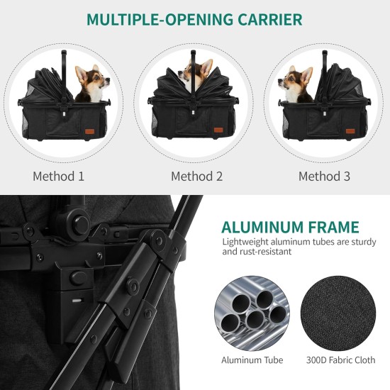 YITAHOME Dog Pram 3-in-1 Dog Buggy up to 15.9 kg, Foldable, Dog Pram for Small Dogs, Dog Buggy, Cat Pram, Foldable Dog Pram, Portable Pushchair (Black) YITAHOME Dog Pram 3-in-1 Dog Buggy up to 15.9 kg, Foldable, Dog Pram for Small Dogs, Dog Buggy, Cat Pram, Foldable Dog Pram, Portable Pushchair (Black)