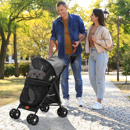 YITAHOME Dog Pram Pets Buggy up to 11.3 kg, Dog Buggy with Mesh Windows & Drink Holder & Storage Basket & Carry Bag, Cat Buggy for Small Dogs Cats (Grey Black) YITAHOME Dog Pram Pets Buggy up to 11.3 kg, Dog Buggy with Mesh Windows & Drink Holder & Storage Basket & Carry Bag, Cat Buggy for Small Dogs Cats (Grey Black)