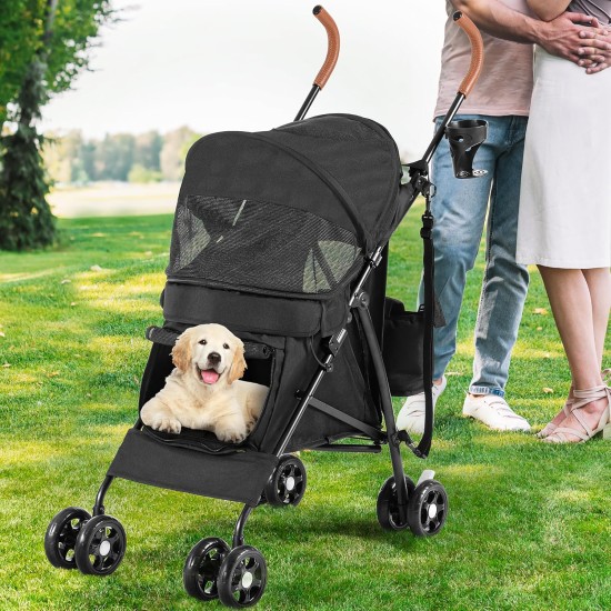 YITAHOME Dog Pram Pets Buggy up to 11.3 kg, Dog Buggy with Mesh Windows & Drink Holder & Storage Basket & Carry Bag, Cat Buggy for Small Dogs Cats (Grey Black) YITAHOME Dog Pram Pets Buggy up to 11.3 kg, Dog Buggy with Mesh Windows & Drink Holder & Storage Basket & Carry Bag, Cat Buggy for Small Dogs Cats (Grey Black)