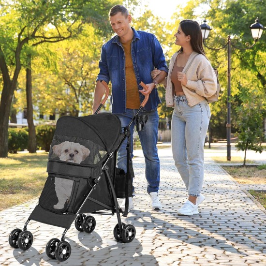 YITAHOME Dog Pram Pets Buggy up to 11.3 kg, Dog Buggy with Mesh Windows & Drink Holder & Storage Basket & Carry Bag, Cat Buggy for Small Dogs Cats (Grey Black) YITAHOME Dog Pram Pets Buggy up to 11.3 kg, Dog Buggy with Mesh Windows & Drink Holder & Storage Basket & Carry Bag, Cat Buggy for Small Dogs Cats (Grey Black)