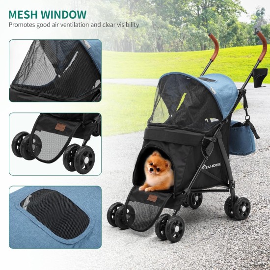 YITAHOME Dog Pram Pets Buggy up to 11.3 kg, Dog Buggy with Mesh Windows & Drink Holder & Storage Basket & Carry Bag, Cat Buggy for Small Dogs Cats (Grey Black) YITAHOME Dog Pram Pets Buggy up to 11.3 kg, Dog Buggy with Mesh Windows & Drink Holder & Storage Basket & Carry Bag, Cat Buggy for Small Dogs Cats (Grey Black)
