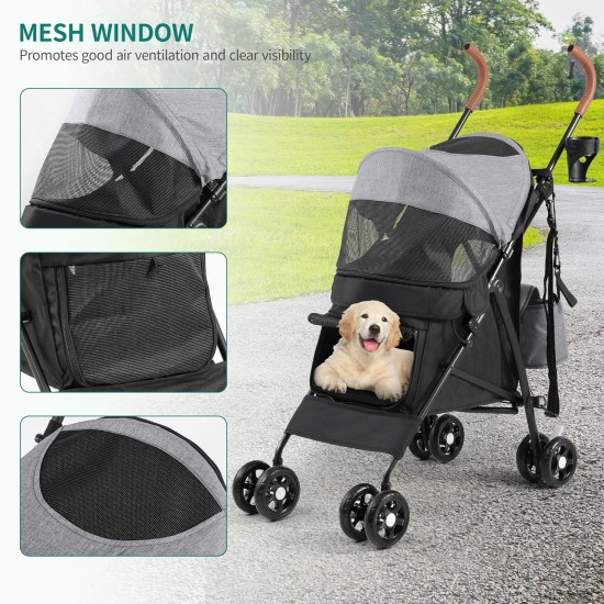 YITAHOME Dog Pram Pets Buggy up to 11.3 kg, Dog Buggy with Mesh Windows & Drink Holder & Storage Basket & Carry Bag, Cat Buggy for Small Dogs Cats (Grey Black) YITAHOME Dog Pram Pets Buggy up to 11.3 kg, Dog Buggy with Mesh Windows & Drink Holder & Storage Basket & Carry Bag, Cat Buggy for Small Dogs Cats (Grey Black)