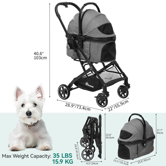 YITAHOME Dog Pram for Small Dogs, 3-in-1 Dog Buggy up to 15.9 kg, Foldable, Dog Buggy Small Dogs, Dog Buggy, Cat Pram, Foldable Dog Pram, Portable Pushchair (Black) YITAHOME Dog Pram for Small Dogs, 3-in-1 Dog Buggy up to 15.9 kg, Foldable, Dog Buggy Small Dogs, Dog Buggy, Cat Pram, Foldable Dog Pram, Portable Pushchair (Black)