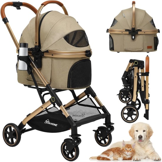 YITAHOME Dog Pram for Small Dogs, 3-in-1 Dog Buggy up to 15.9 kg, Foldable, Dog Buggy Small Dogs, Dog Buggy, Cat Pram, Foldable Dog Pram, Portable Pushchair (Black) YITAHOME Dog Pram for Small Dogs, 3-in-1 Dog Buggy up to 15.9 kg, Foldable, Dog Buggy Small Dogs, Dog Buggy, Cat Pram, Foldable Dog Pram, Portable Pushchair (Black)