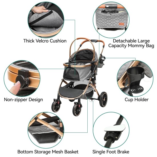 YITAHOME Dog Pram for Small Dogs, Dog Pram 3-in-1 Dog Buggy up to 20 kg, Foldable, Dog Buggy Small Dogs, Dog Buggy, Cat Pram, Foldable Dog Pushchair, 80 x 59 x 101 cm (Black) YITAHOME Dog Pram for Small Dogs, Dog Pram 3-in-1 Dog Buggy up to 20 kg, Foldable, Dog Buggy Small Dogs, Dog Buggy, Cat Pram, Foldable Dog Pushchair, 80 x 59 x 101 cm (Black)