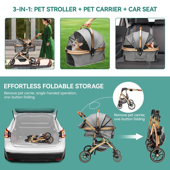YITAHOME Dog Pram for Small Dogs, Dog Pram 3-in-1 Dog Buggy up to 20 kg, Foldable, Dog Buggy Small Dogs, Dog Buggy, Cat Pram, Foldable Dog Pushchair, 80 x 59 x 101 cm (Black) YITAHOME Dog Pram for Small Dogs, Dog Pram 3-in-1 Dog Buggy up to 20 kg, Foldable, Dog Buggy Small Dogs, Dog Buggy, Cat Pram, Foldable Dog Pushchair, 80 x 59 x 101 cm (Black)