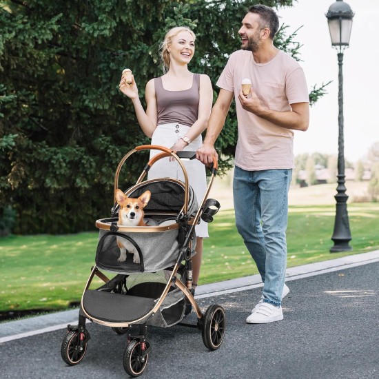 YITAHOME Dog Pram for Small Dogs, Dog Pram 3-in-1 Dog Buggy up to 20 kg, Foldable, Dog Buggy Small Dogs, Dog Buggy, Cat Pram, Foldable Dog Pushchair, 80 x 59 x 101 cm (Black) YITAHOME Dog Pram for Small Dogs, Dog Pram 3-in-1 Dog Buggy up to 20 kg, Foldable, Dog Buggy Small Dogs, Dog Buggy, Cat Pram, Foldable Dog Pushchair, 80 x 59 x 101 cm (Black)