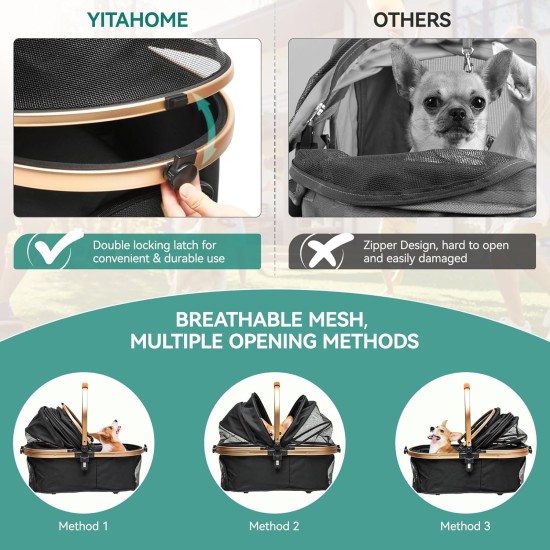 YITAHOME Dog Pram for Small Dogs, Dog Pram 3-in-1 Dog Buggy up to 20 kg, Foldable, Dog Buggy Small Dogs, Dog Buggy, Cat Pram, Foldable Dog Pushchair, 80 x 59 x 101 cm (Black) YITAHOME Dog Pram for Small Dogs, Dog Pram 3-in-1 Dog Buggy up to 20 kg, Foldable, Dog Buggy Small Dogs, Dog Buggy, Cat Pram, Foldable Dog Pushchair, 80 x 59 x 101 cm (Black)