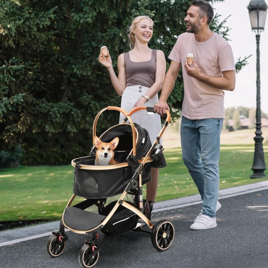 YITAHOME Dog Pram for Small Dogs, Dog Pram 3-in-1 Dog Buggy up to 20 kg, Foldable, Dog Buggy Small Dogs, Dog Buggy, Cat Pram, Foldable Dog Pushchair, 80 x 59 x 101 cm (Black) YITAHOME Dog Pram for Small Dogs, Dog Pram 3-in-1 Dog Buggy up to 20 kg, Foldable, Dog Buggy Small Dogs, Dog Buggy, Cat Pram, Foldable Dog Pushchair, 80 x 59 x 101 cm (Black)