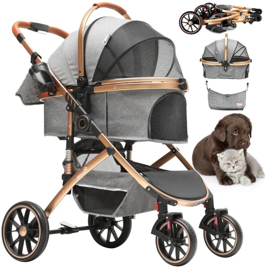 YITAHOME Dog Pram for Small Dogs, Dog Pram 3-in-1 Dog Buggy up to 20 kg, Foldable, Dog Buggy Small Dogs, Dog Buggy, Cat Pram, Foldable Dog Pushchair, 80 x 59 x 101 cm (Black) YITAHOME Dog Pram for Small Dogs, Dog Pram 3-in-1 Dog Buggy up to 20 kg, Foldable, Dog Buggy Small Dogs, Dog Buggy, Cat Pram, Foldable Dog Pushchair, 80 x 59 x 101 cm (Black)
